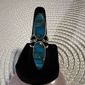Navajo Garrison Boyd Kingman Turquoise Sterling Silver Women's Ring